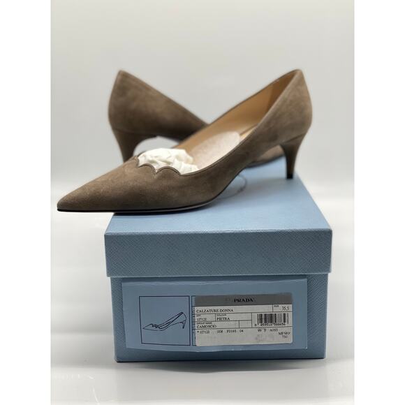 Prada Pietra Suede Scallop Pointed Pumps sz. 35.5 eu - Picture 1 of 8